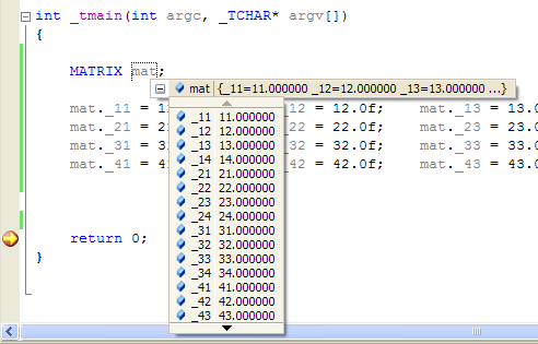 2D Matrix Watch – Introducing autoexp.dat | Ofek's Visual C++ stuff